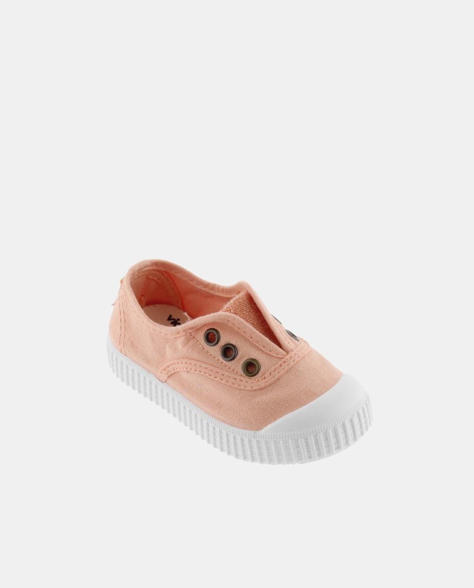 Zapatillas de bebés tipo casco bajas en lona con elástico - Victoria - Coral Coral-2