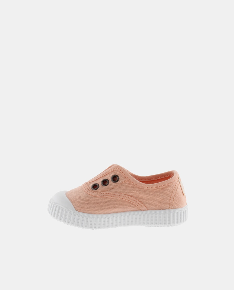 Zapatillas de bebés tipo casco bajas en lona con elástico - Victoria - Coral Coral-3