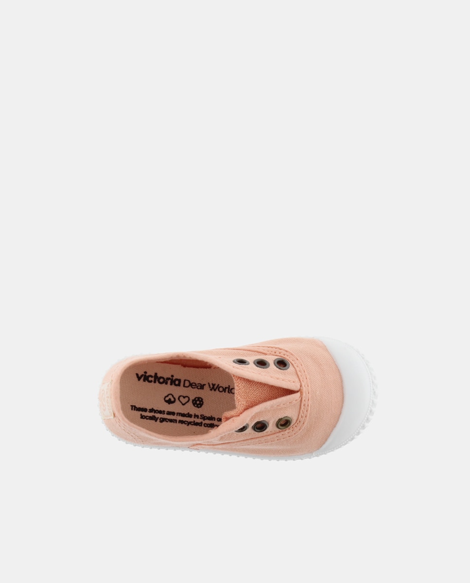 Zapatillas de bebés tipo casco bajas en lona con elástico - Victoria - Coral Coral-4