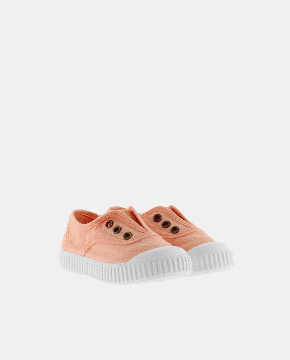 Zapatillas de bebés tipo casco bajas en lona con elástico - Victoria - Coral Coral-5