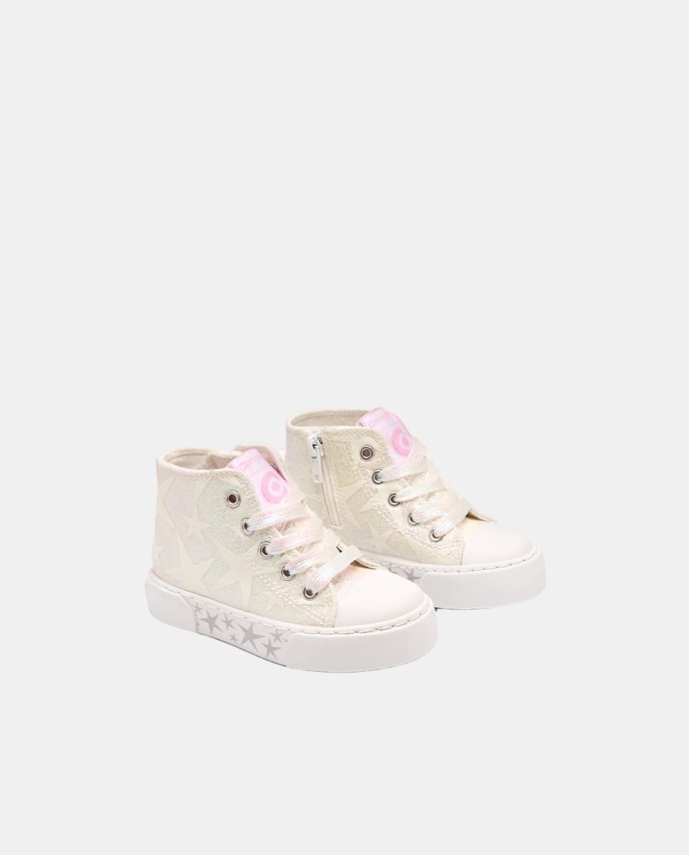 Sapatilhas Altas com Glitter e Estrelas que Brilham no Escuro - Branco Conguitos Nacar-2