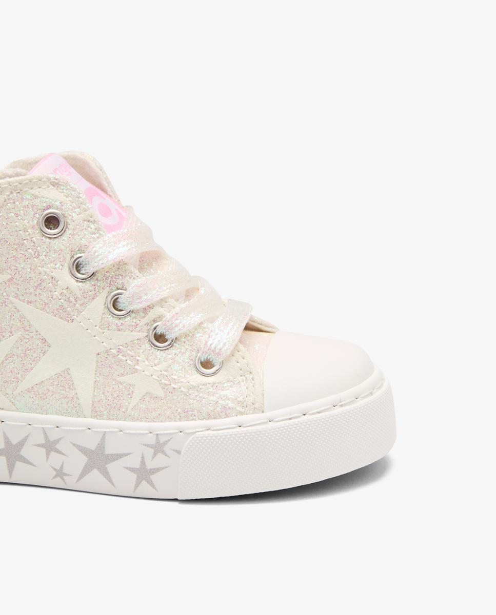 Sapatilhas Altas com Glitter e Estrelas que Brilham no Escuro - Branco Conguitos Nacar-4