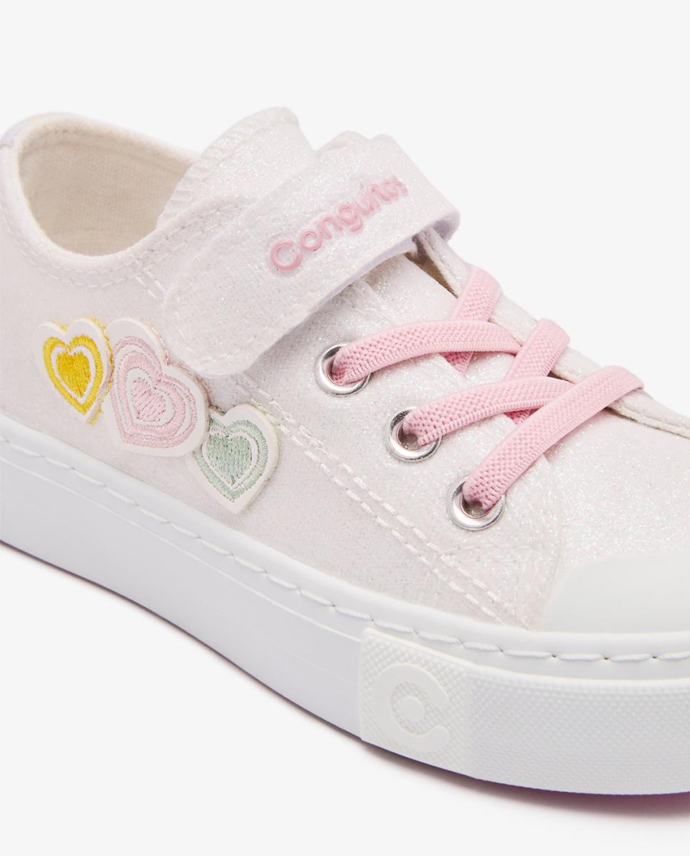 Sapatilhas Baixas com Glitter e Corações - Multicolor Conguitos Multicolor-4