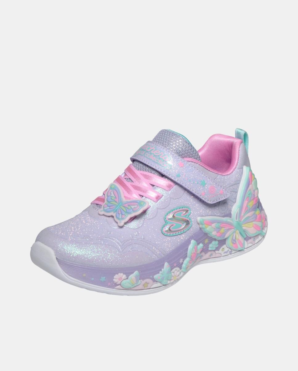 Sapatilhas de Luzes com Desenho de Borboleta Skechers Lilás-3