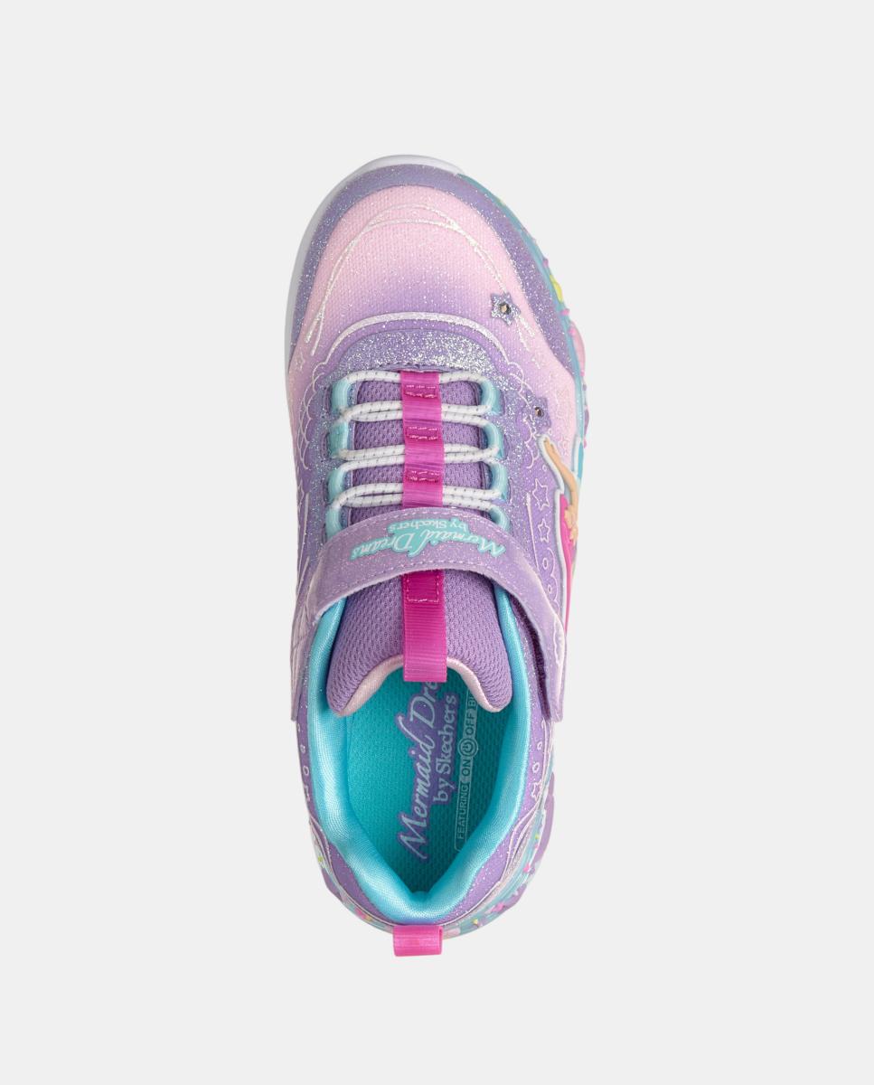 Sapatilhas Desportivas com Luzes e Desenho de Pequena Sereia Skechers Lilás-2