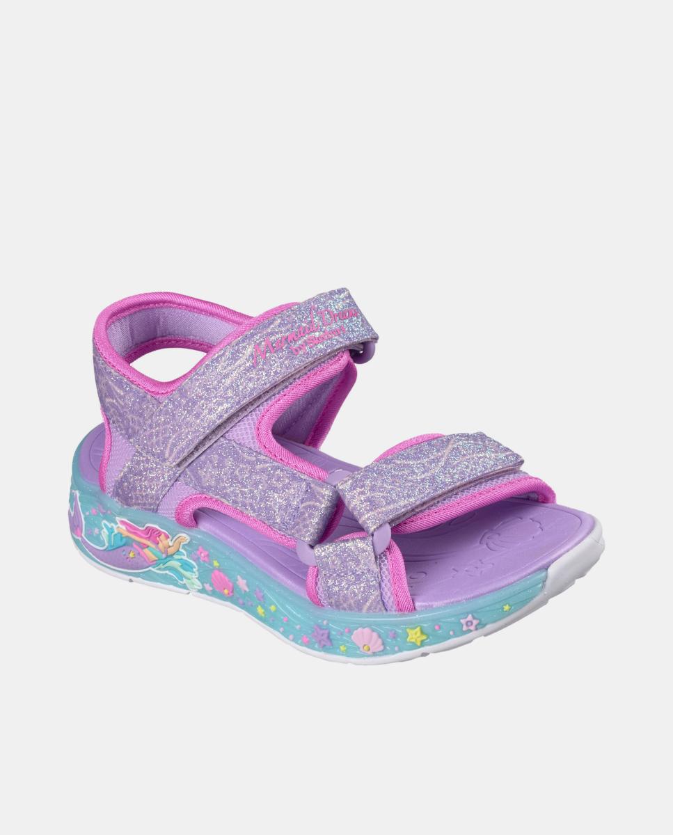 Sandálias com Desenho da Pequena Sereia Skechers Lilás-3