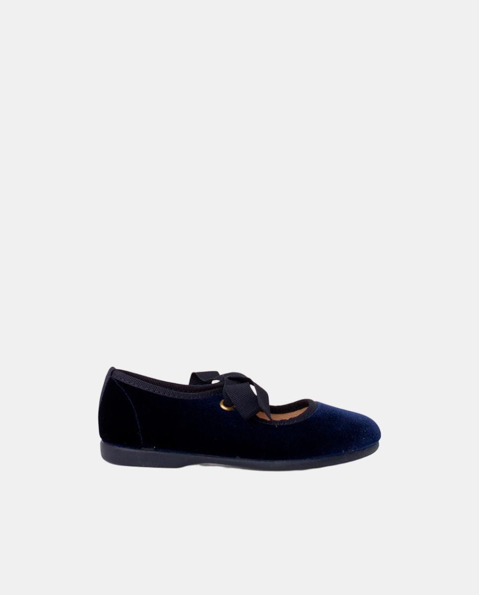 Merceditas terciopelo lazo faya niña - Pisamonas - Azul marino Azul marino-1