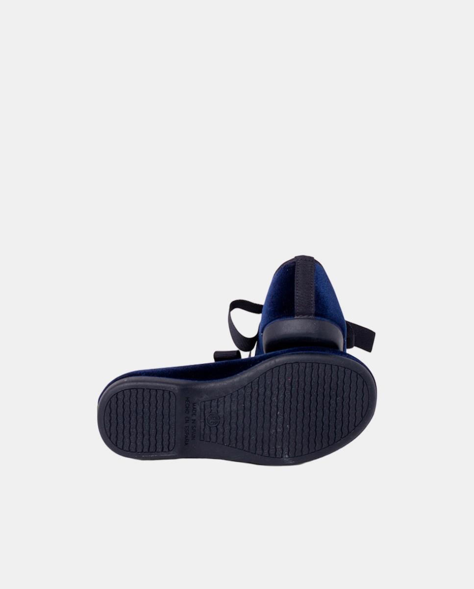 Merceditas terciopelo lazo faya niña - Pisamonas - Azul marino Azul marino-2