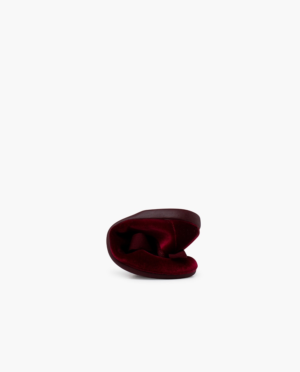 Sapatos de Presilha em Veludo com Laço de Faia Vermelho/Grená-5