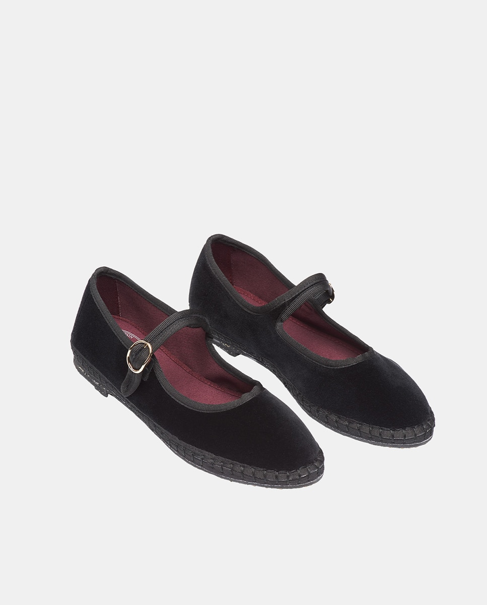 Sapatos de Presilha em Veludo Flabelus Preto-3