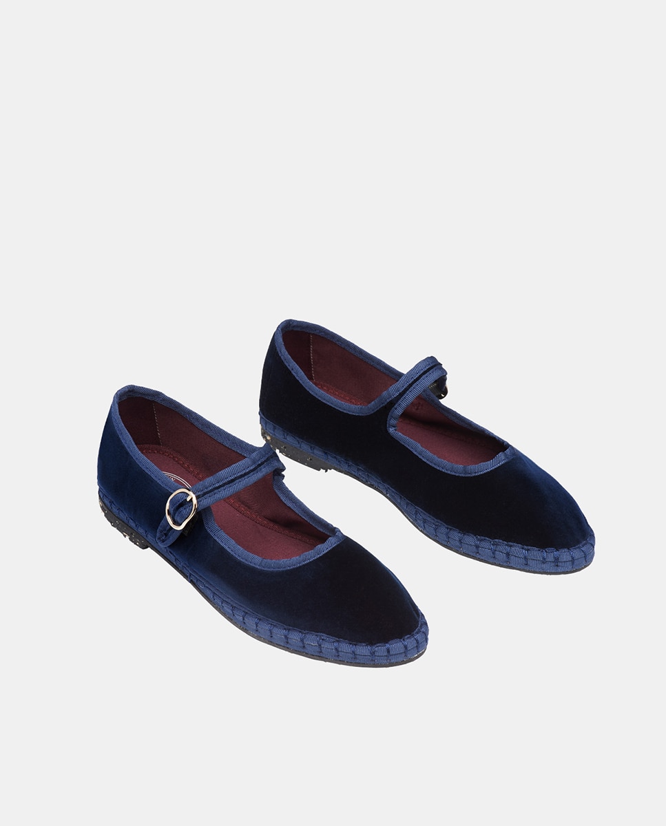 Merceditas de niña en terciopelo - Flabelus - Azul marino Azul marino-3