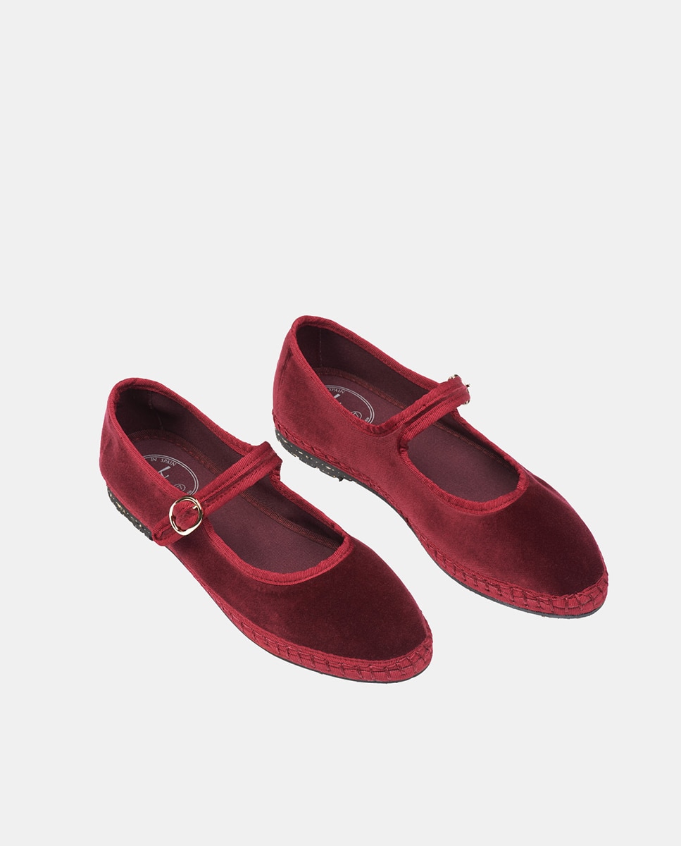Merceditas de niña en terciopelo - Flabelus - Rojo Granate Rojo Granate-3