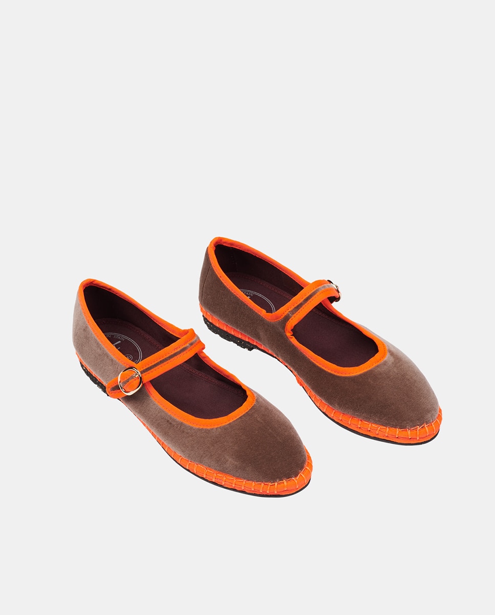 Sapatos de Presilha em Veludo Flabelus Cinzento-3