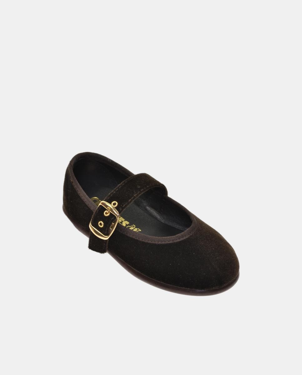Imagem 0 de Sapatos de Presilha para Menina em Veludo com Fivela Dourada