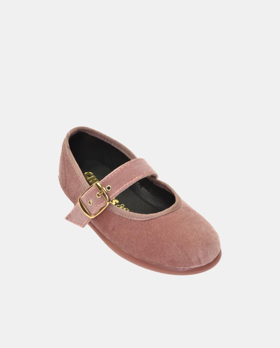Imagem 0 de Sapatos de Presilha para Menina em Veludo com Fivela Dourada