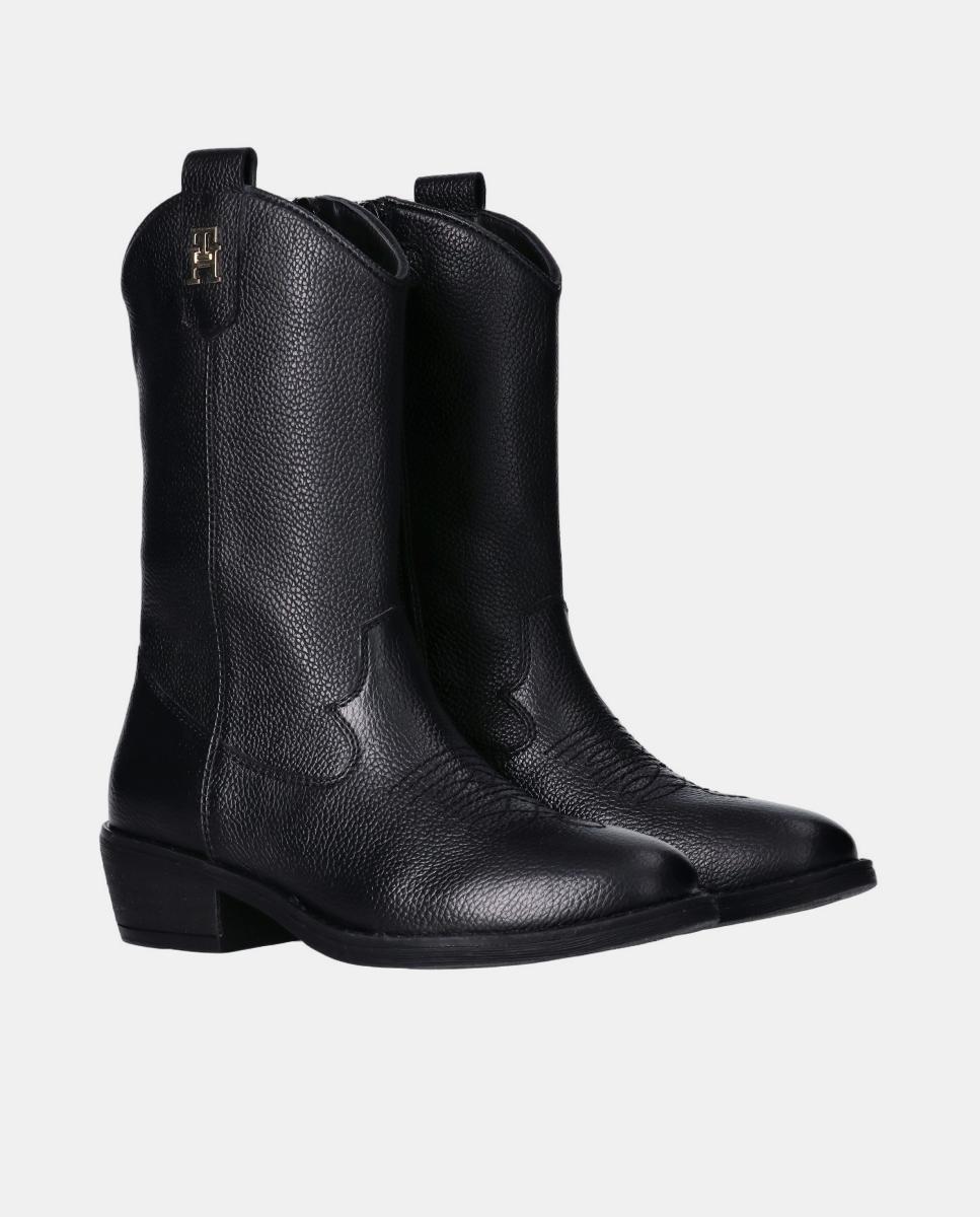 Botas Cowboy em Pele Tommy Hilfiger Preto-2