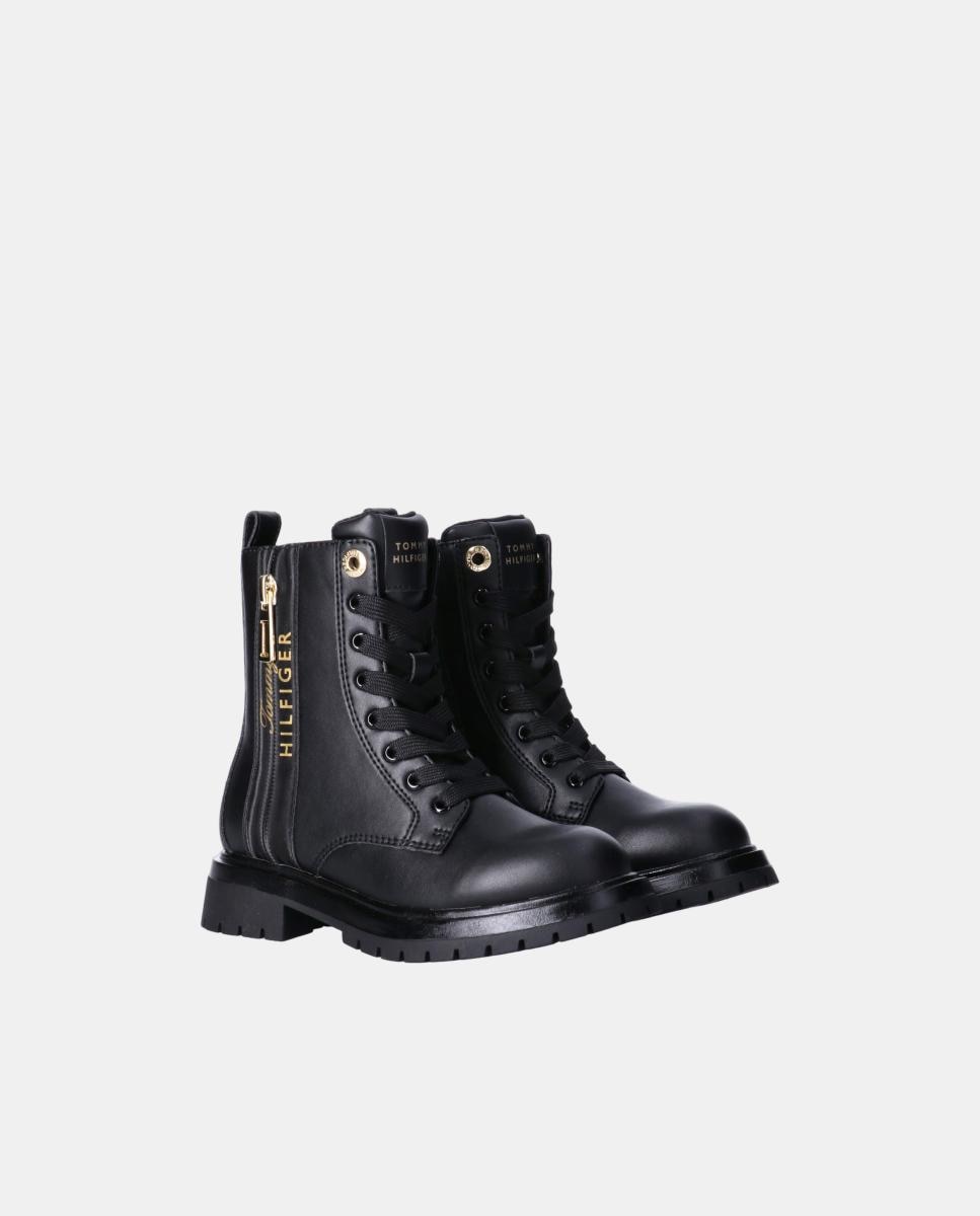 Bota de niña militar con cremallera de tommy hilfiger - Negro Negro-2