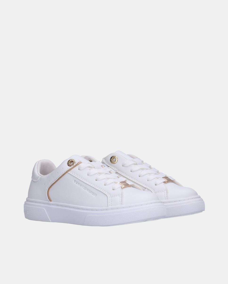 Sapatilhas com Detalhes Metalizados Branco-2