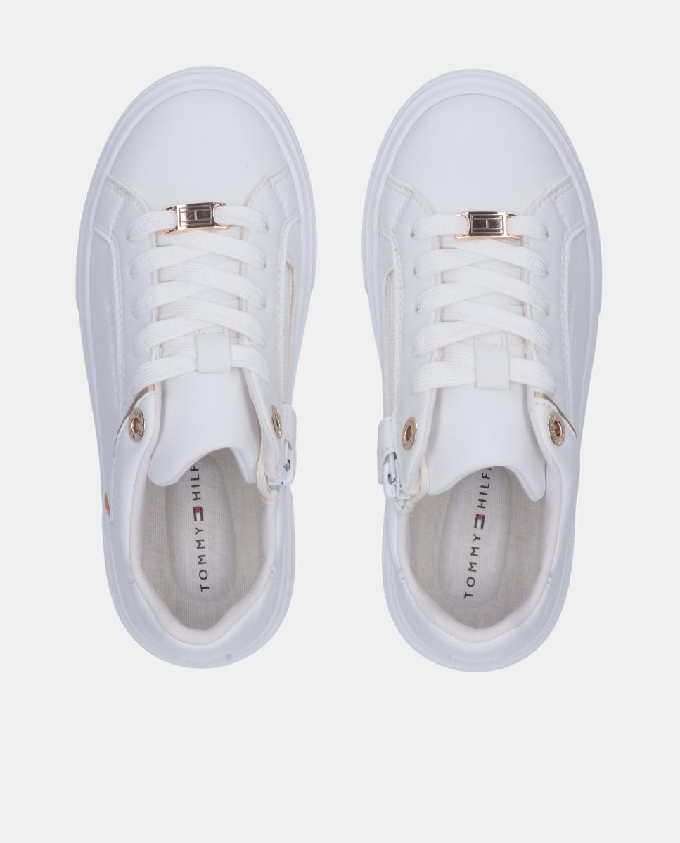 Sapatilhas com Detalhes Metalizados Branco-3