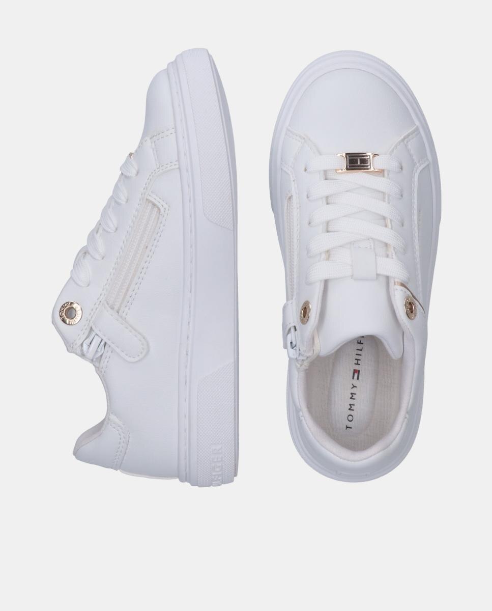 Sapatilhas com Detalhes Metalizados Branco-4