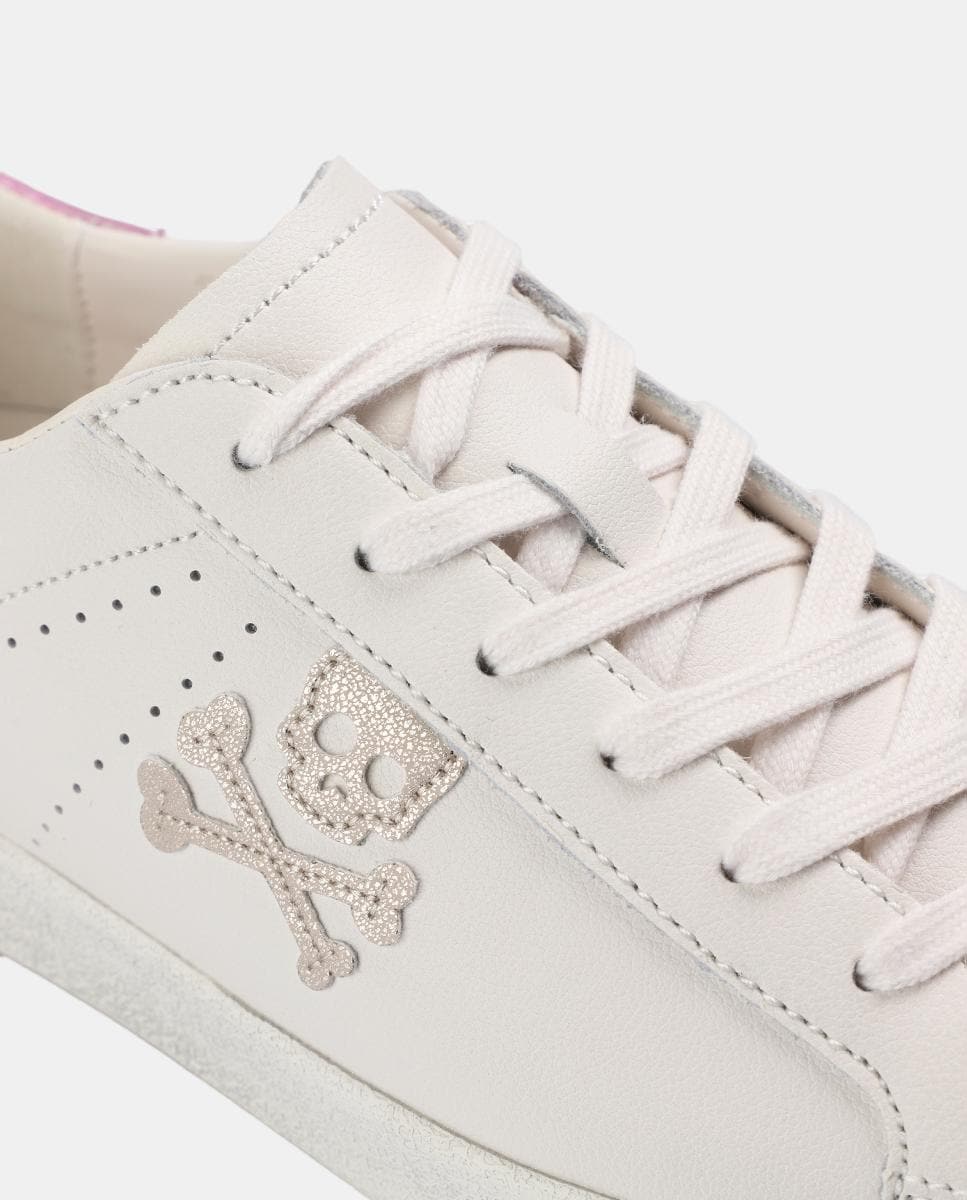 Sapatilhas com Caveira Lateral Rosa-4