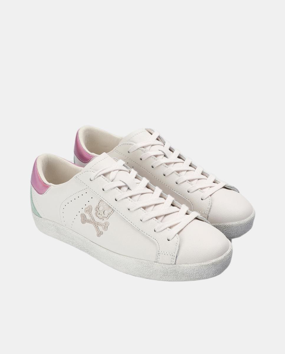 Sapatilhas com Caveira Lateral Rosa-7