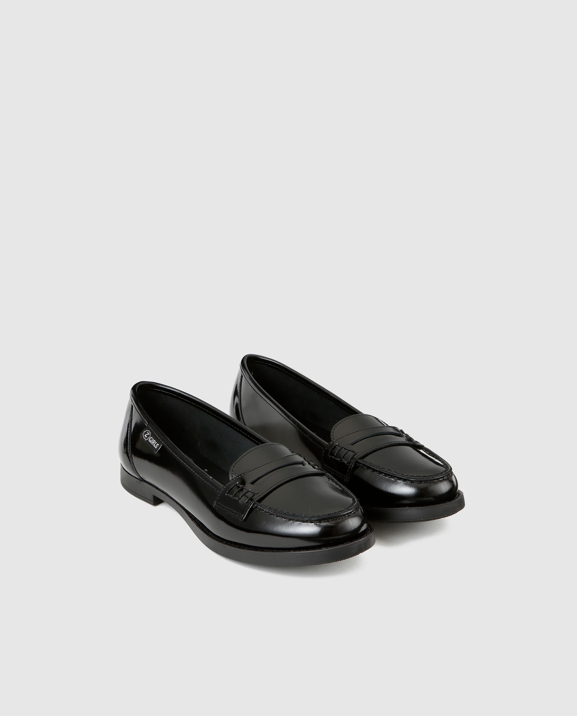 Mocassins de menina Zgirls de pele em preto Preto-2