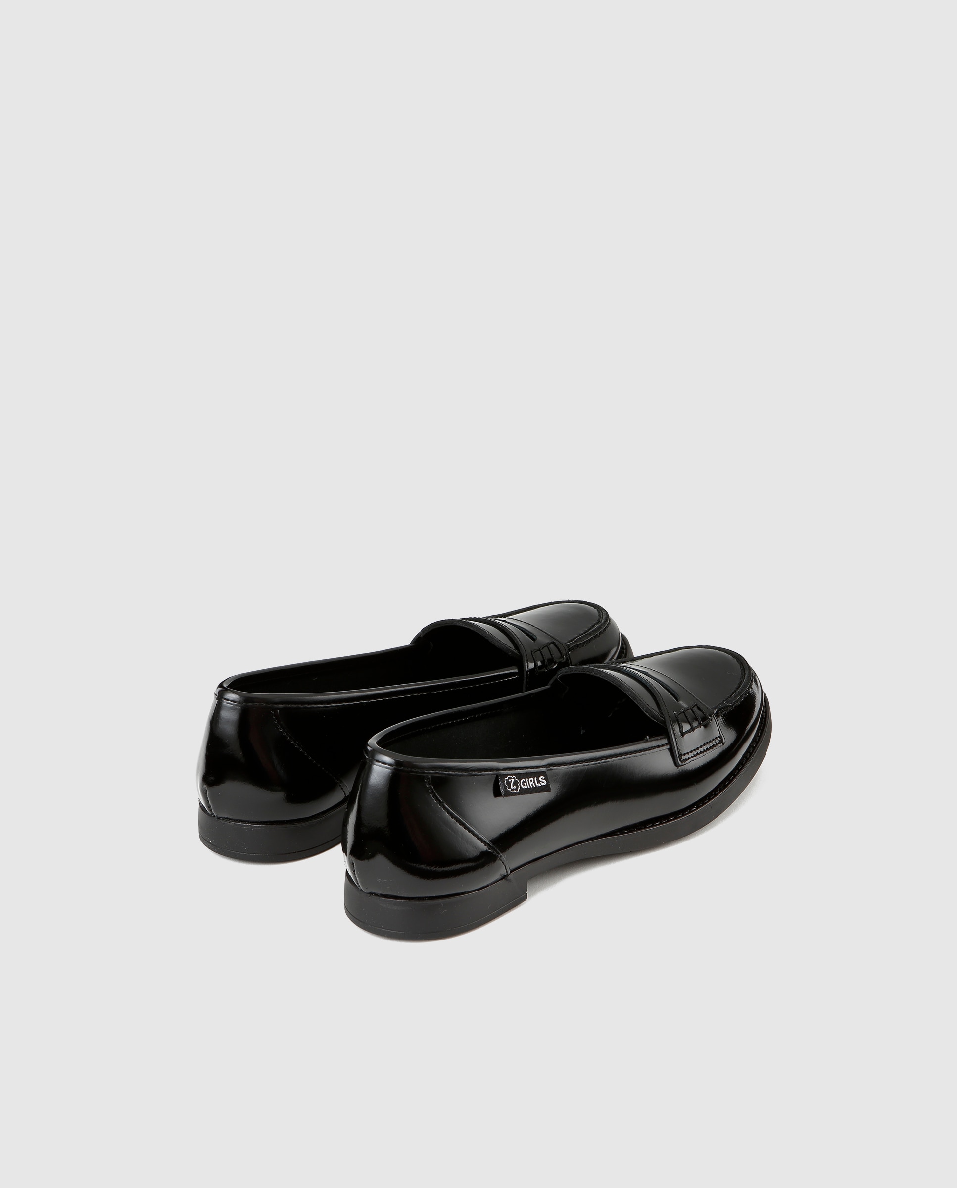 Mocassins de menina Zgirls de pele em preto Preto-3