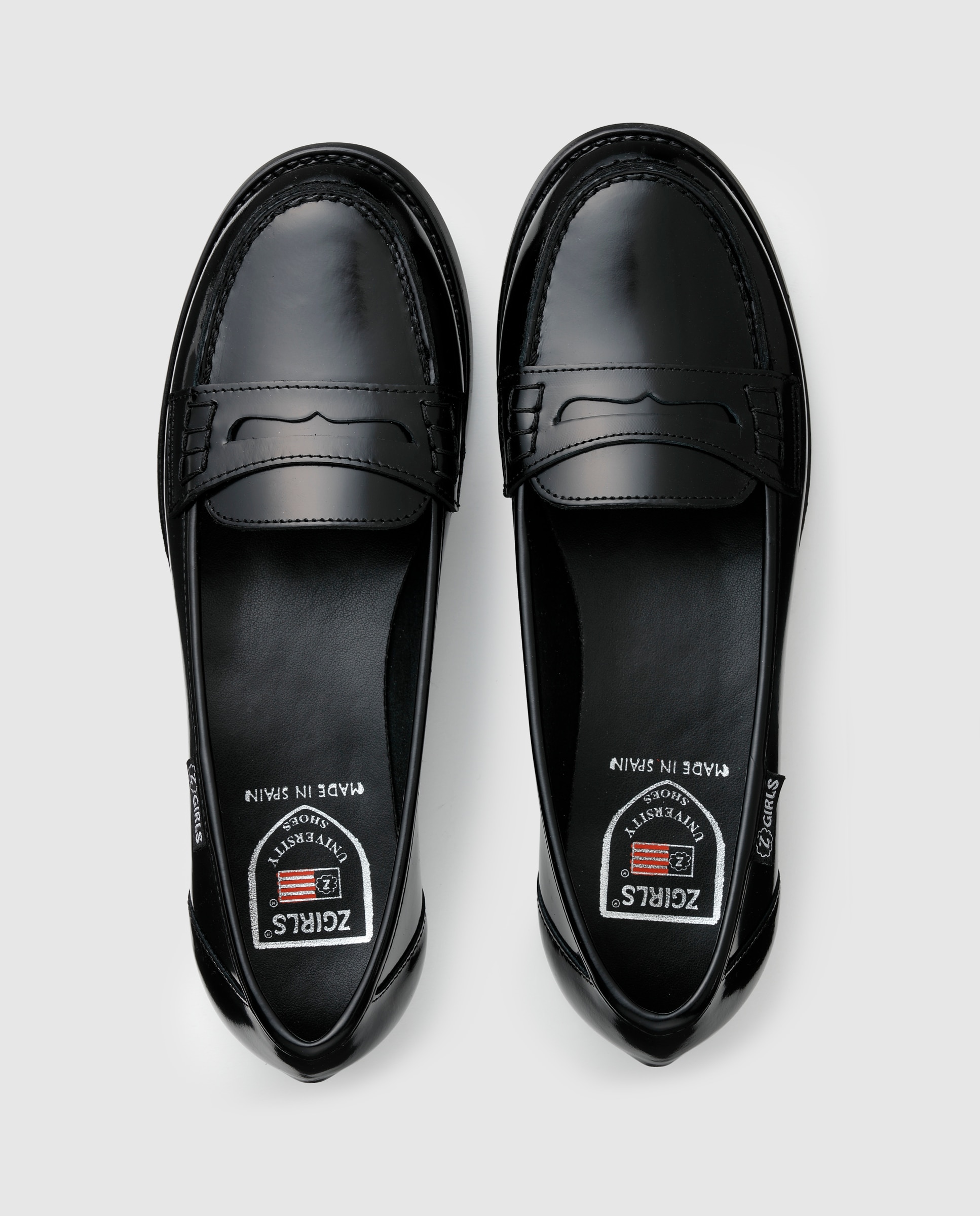 Mocassins de menina Zgirls de pele em preto Preto-4