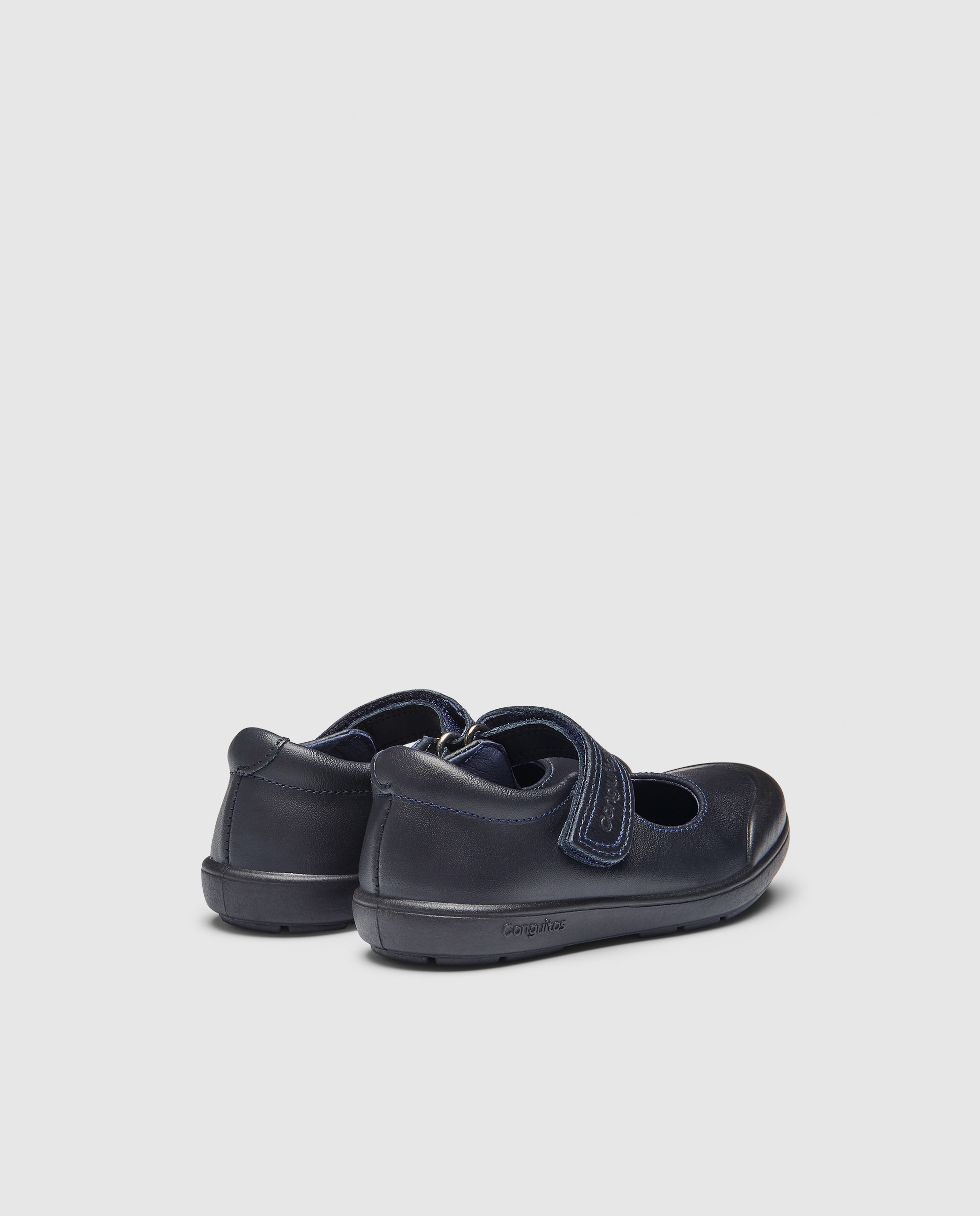 Sapatos de Presilha com Fecho Aderente e em Pele - Azul-Marinho Conguitos Azul-marinho-3