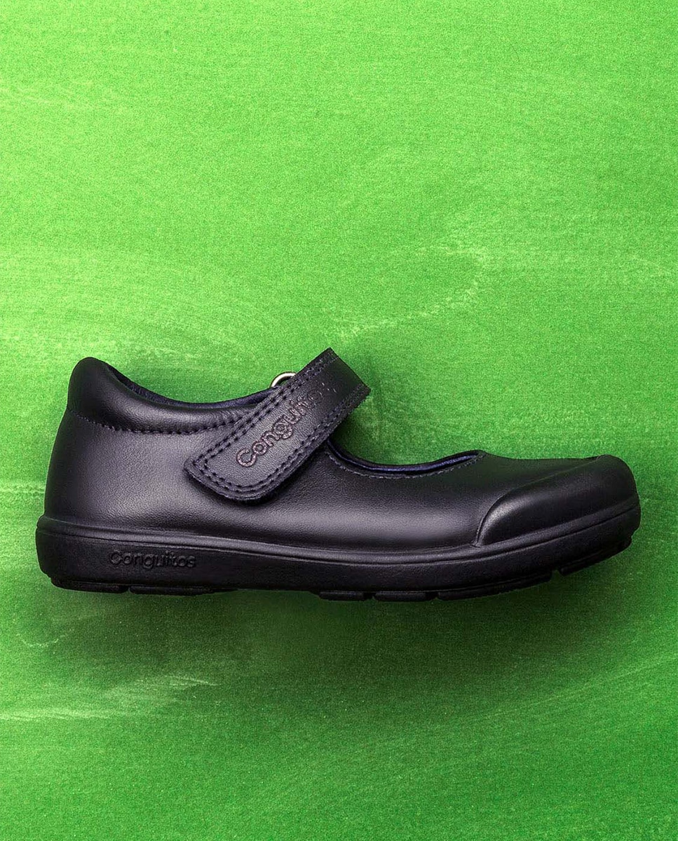 Sapatos de Presilha com Fecho Aderente e em Pele - Azul-Marinho Conguitos Azul-marinho-7