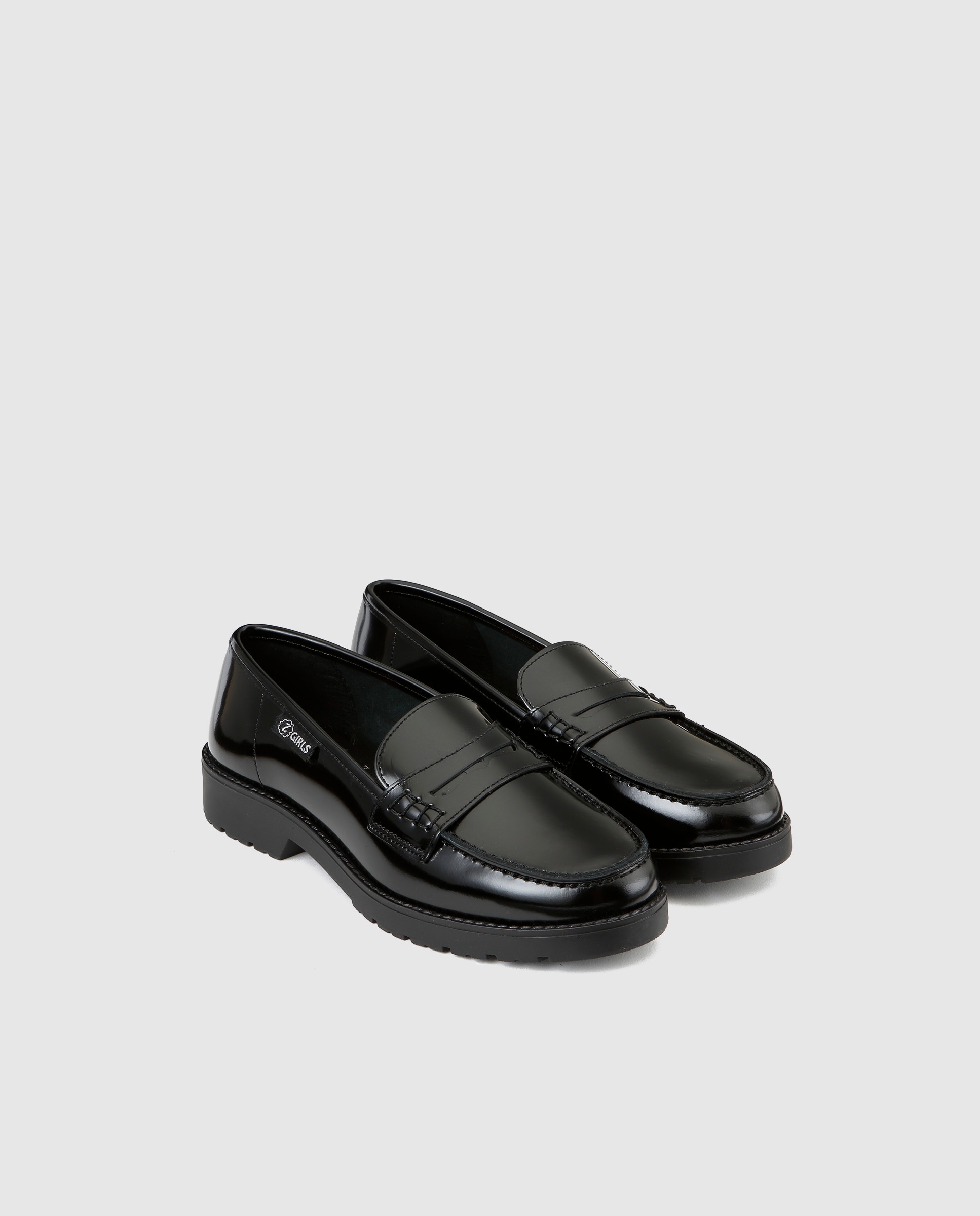 Mocassins de menina Zgirls de pele em preto Preto-2