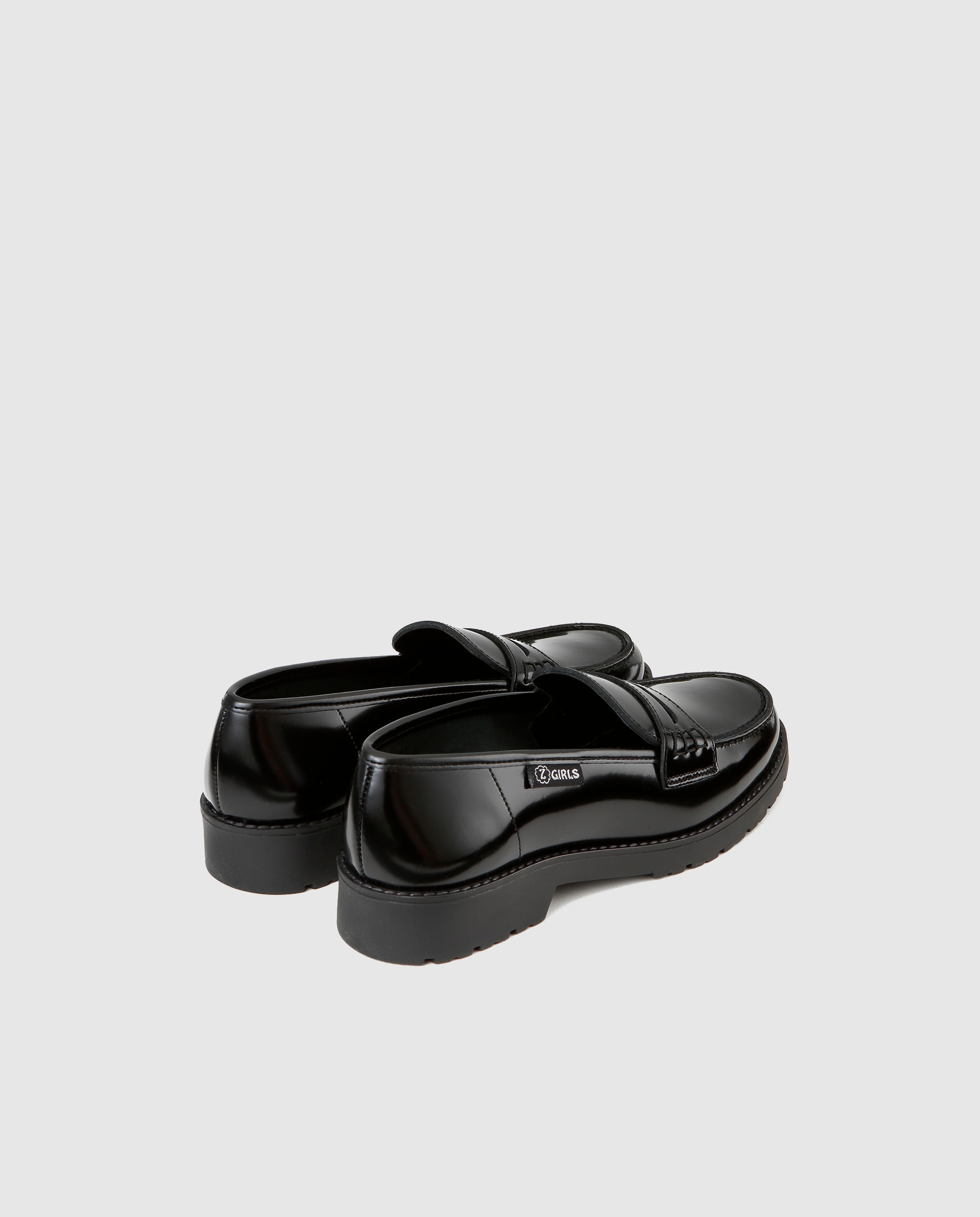 Mocassins de menina Zgirls de pele em preto Preto-3