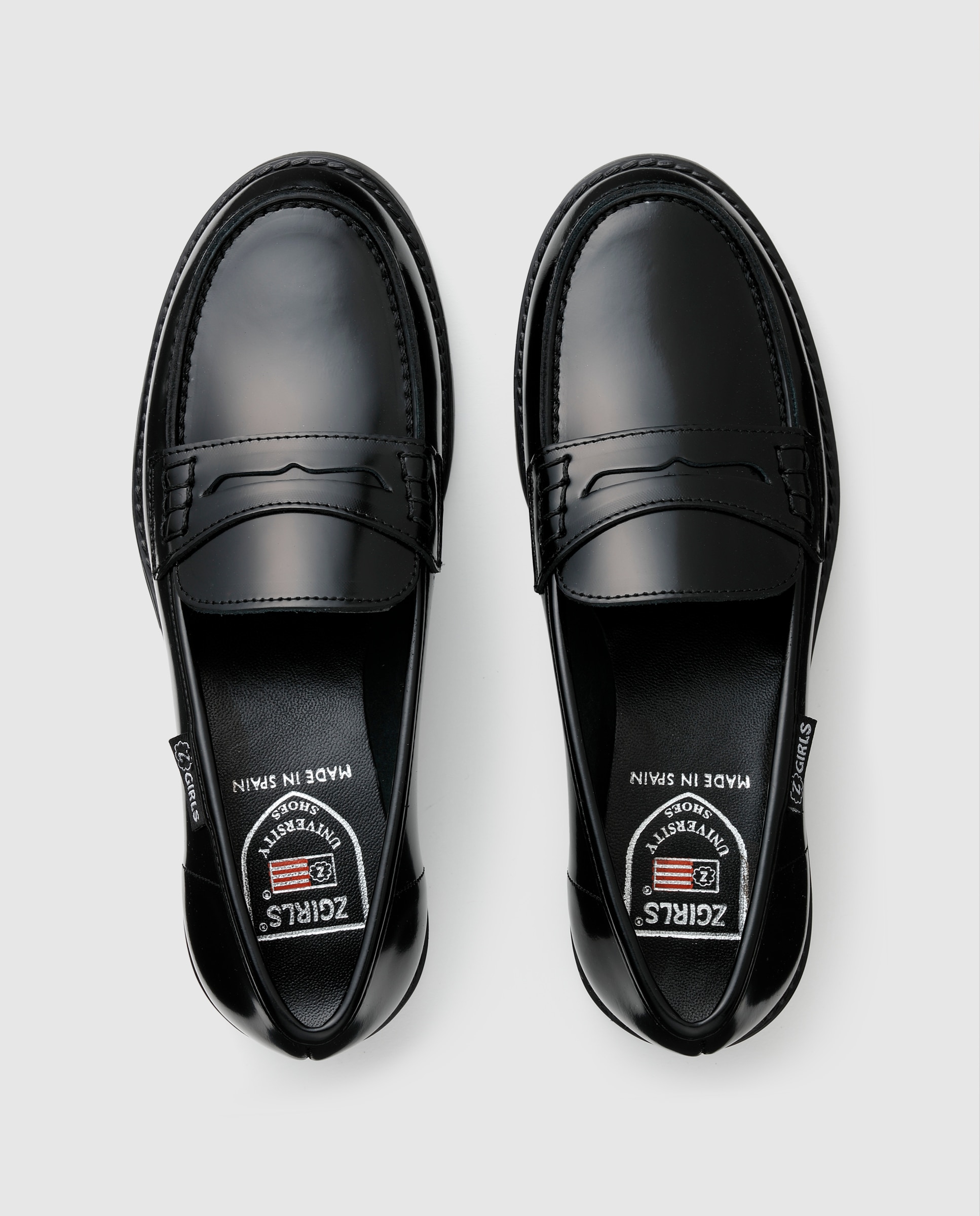 Mocassins de menina Zgirls de pele em preto Preto-4
