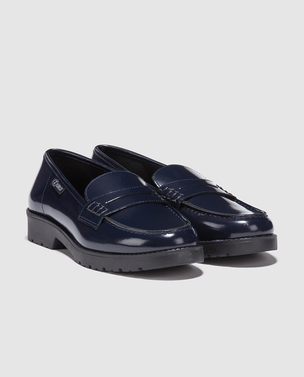 Mocassins de menina Zgirls de pele azuis Marinho-2