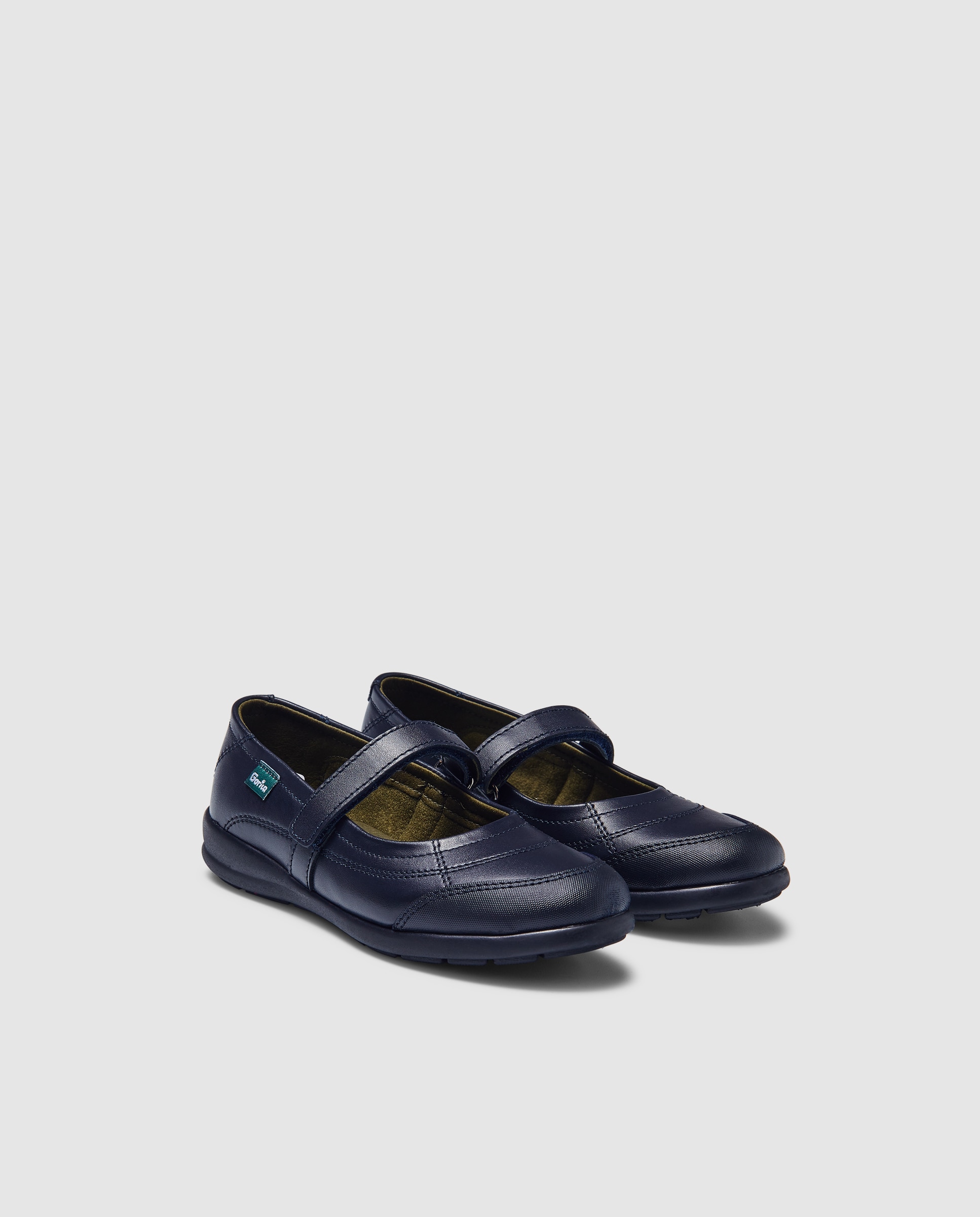 Sapatos de presilha em pele com fecho aderente Gorila Azul-marinho-2