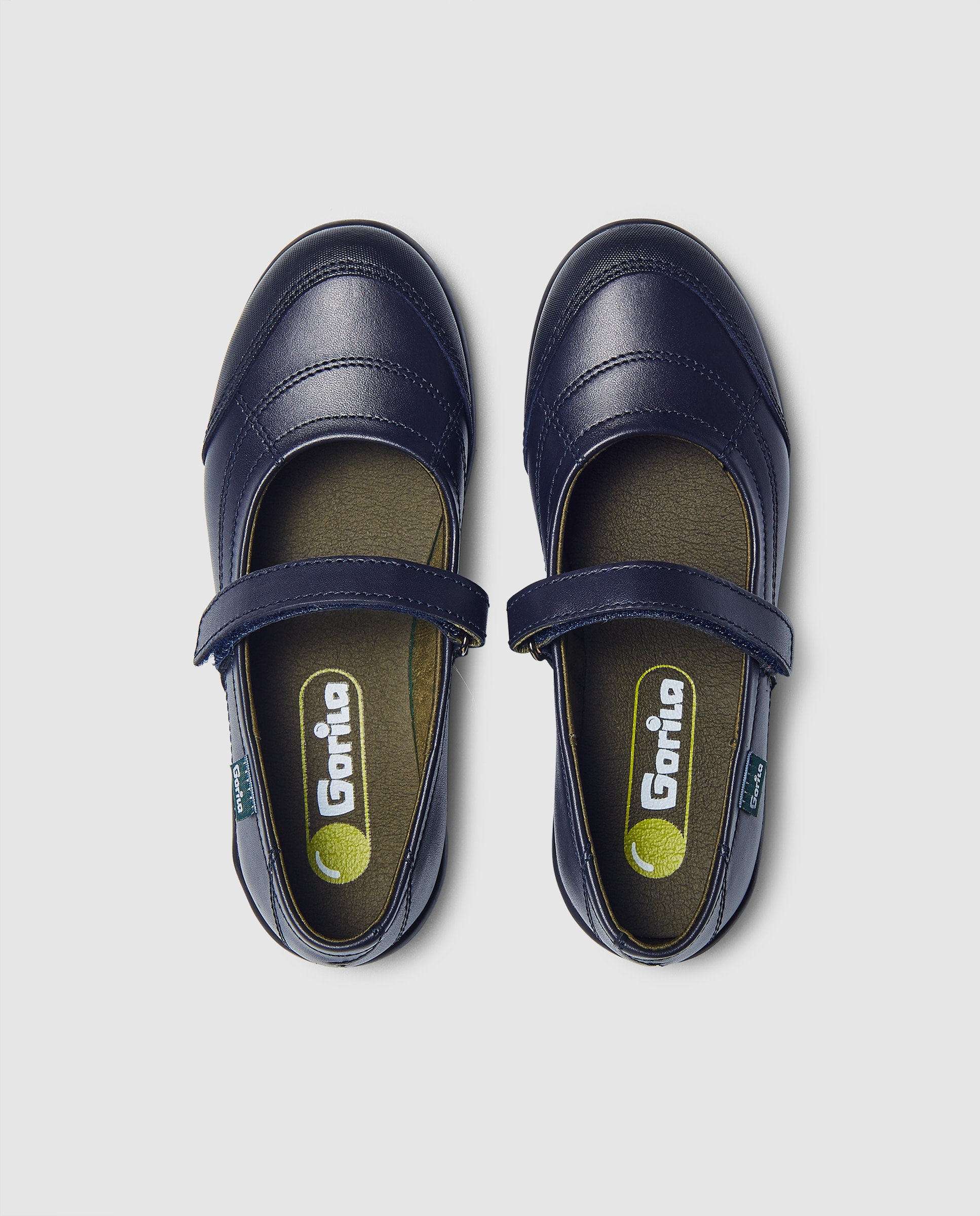 Sapatos de presilha em pele com fecho aderente Gorila Azul-marinho-4