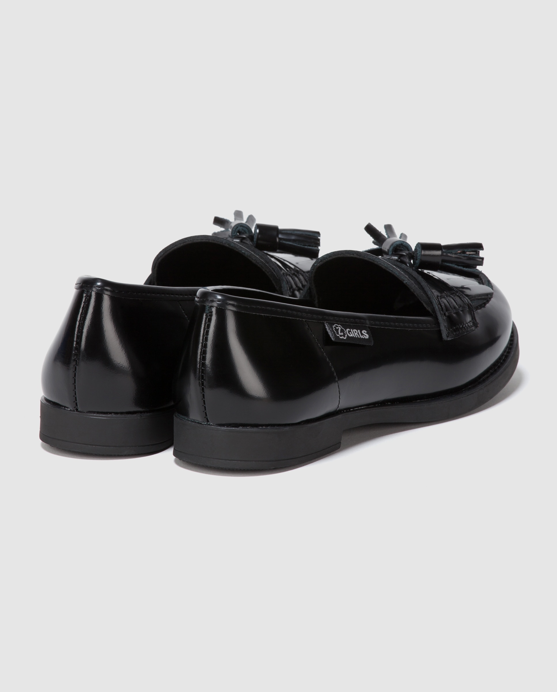 Mocassins de mulher Zgirls em pele pretos com adornos Preto-3