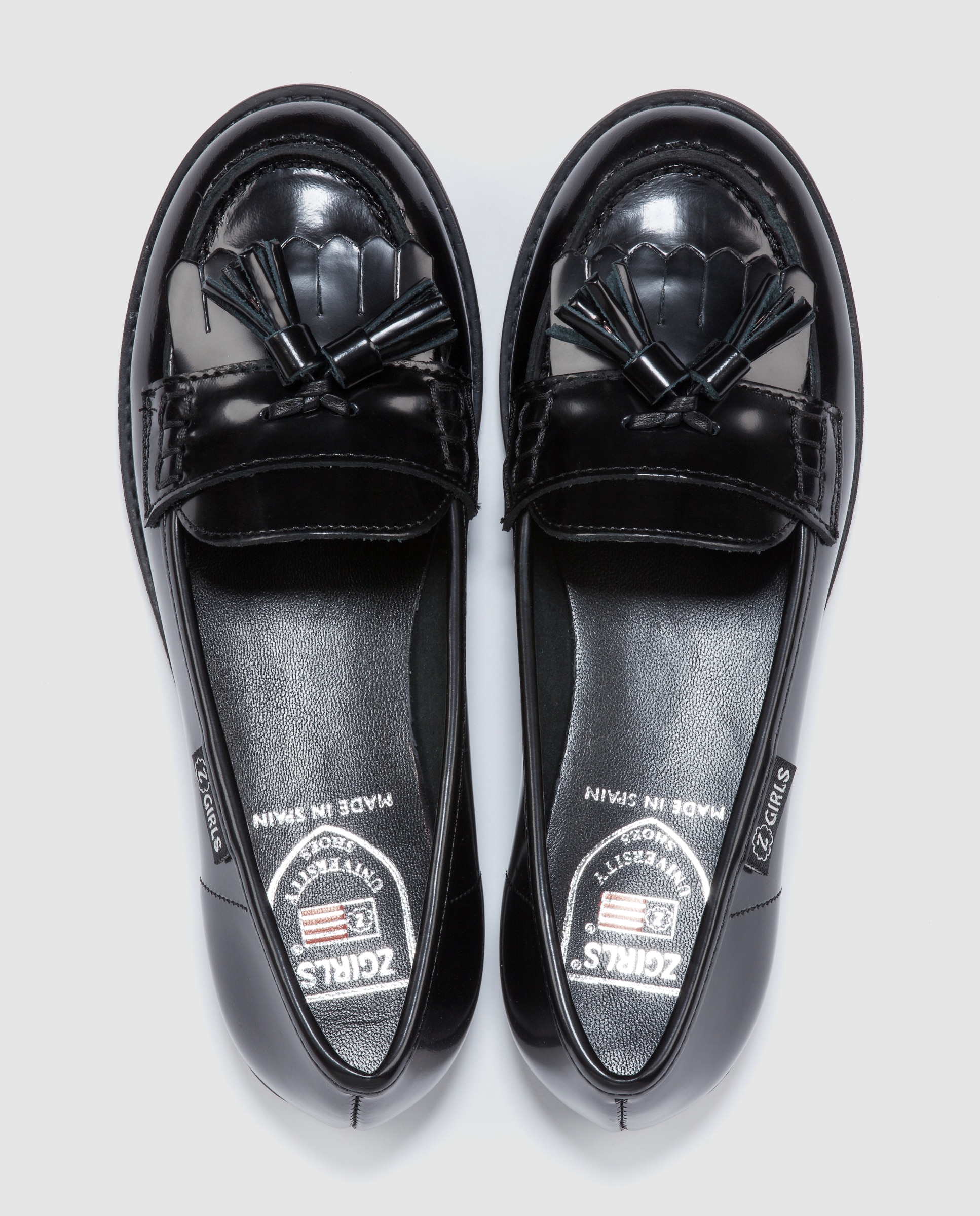 Mocassins de mulher Zgirls em pele pretos com adornos Preto-4