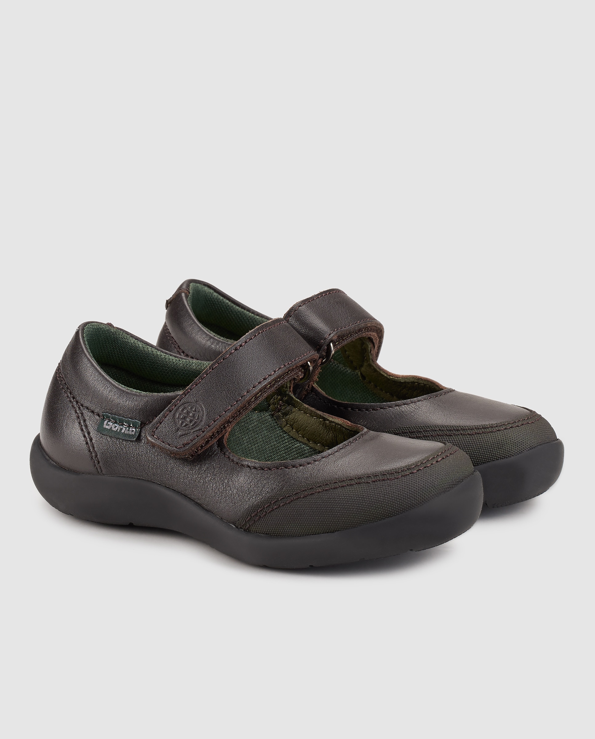 Sapatos de presilha de estilo escolar pretos com fecho aderente Gorila Preto-2