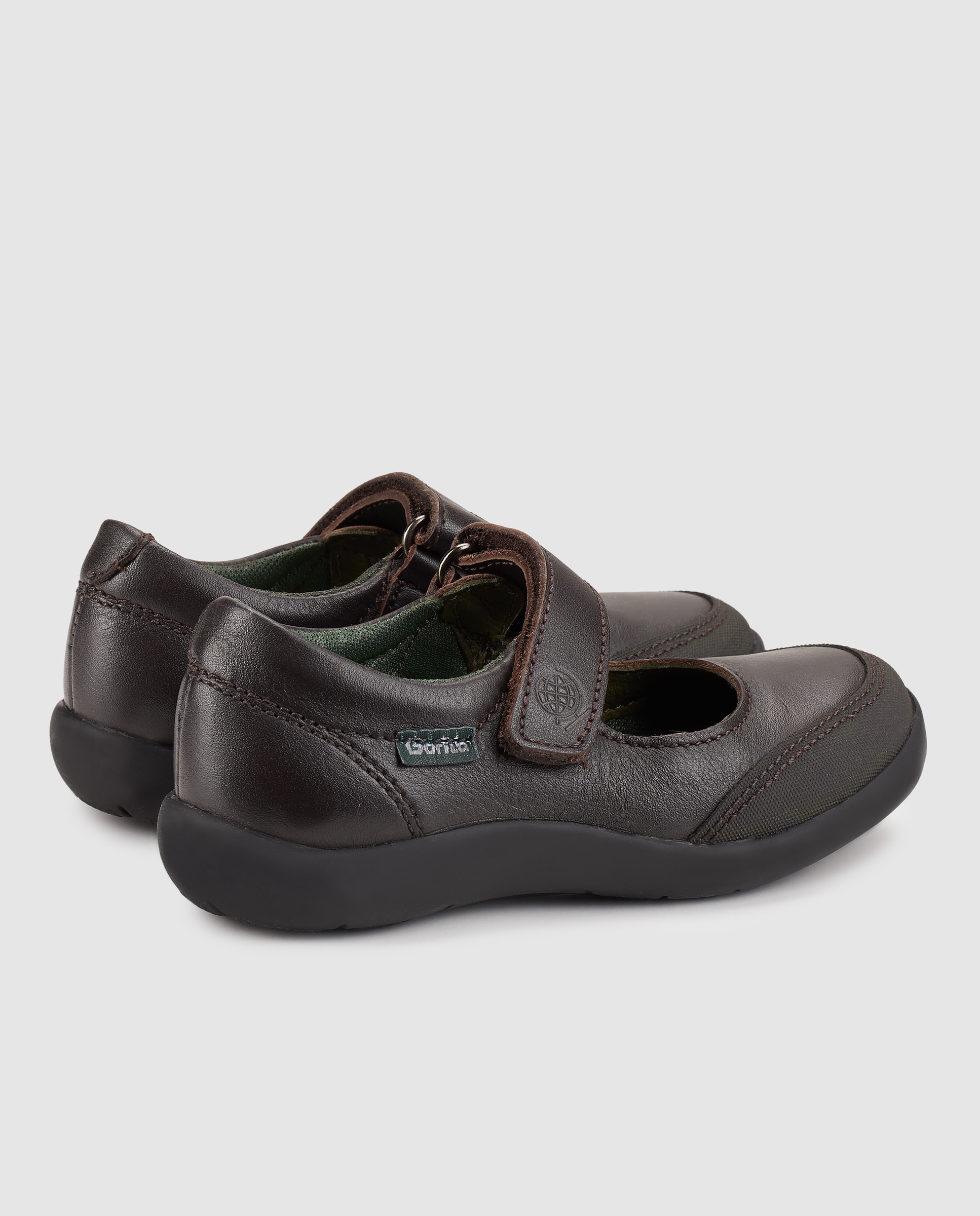 Sapatos de presilha de estilo escolar pretos com fecho aderente Gorila Preto-3