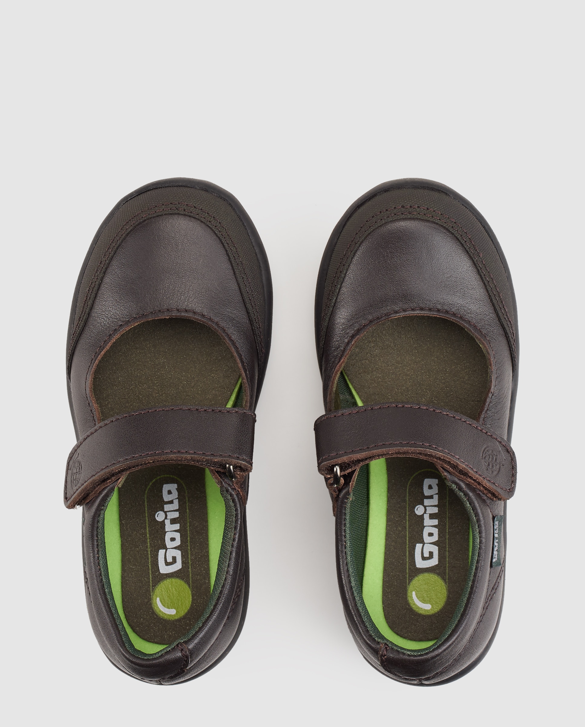 Sapatos de presilha de estilo escolar pretos com fecho aderente Gorila Preto-4
