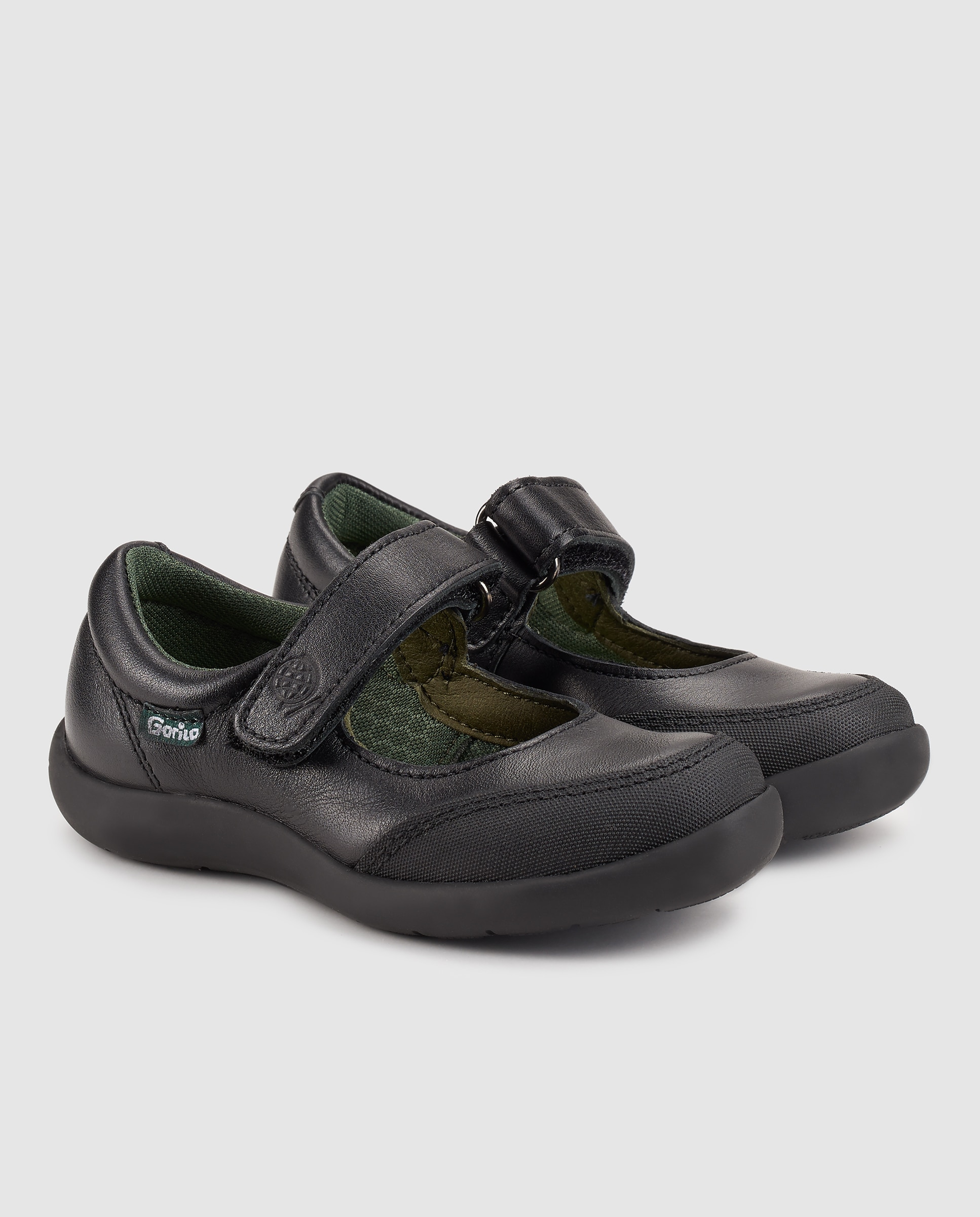 Sapatos de presilha escolares castanhos com fecho aderente Gorila Castanho-2