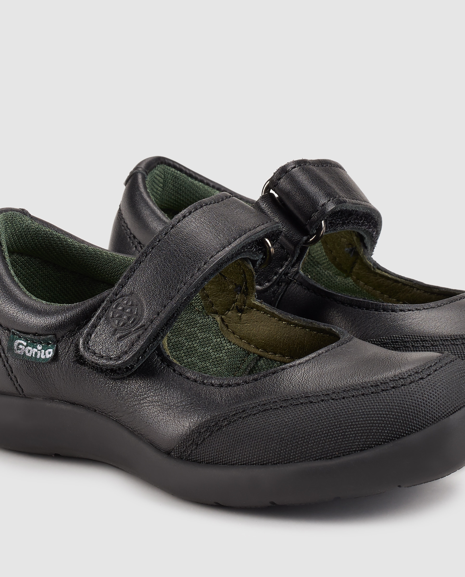 Sapatos de presilha escolares castanhos com fecho aderente Gorila Castanho-5