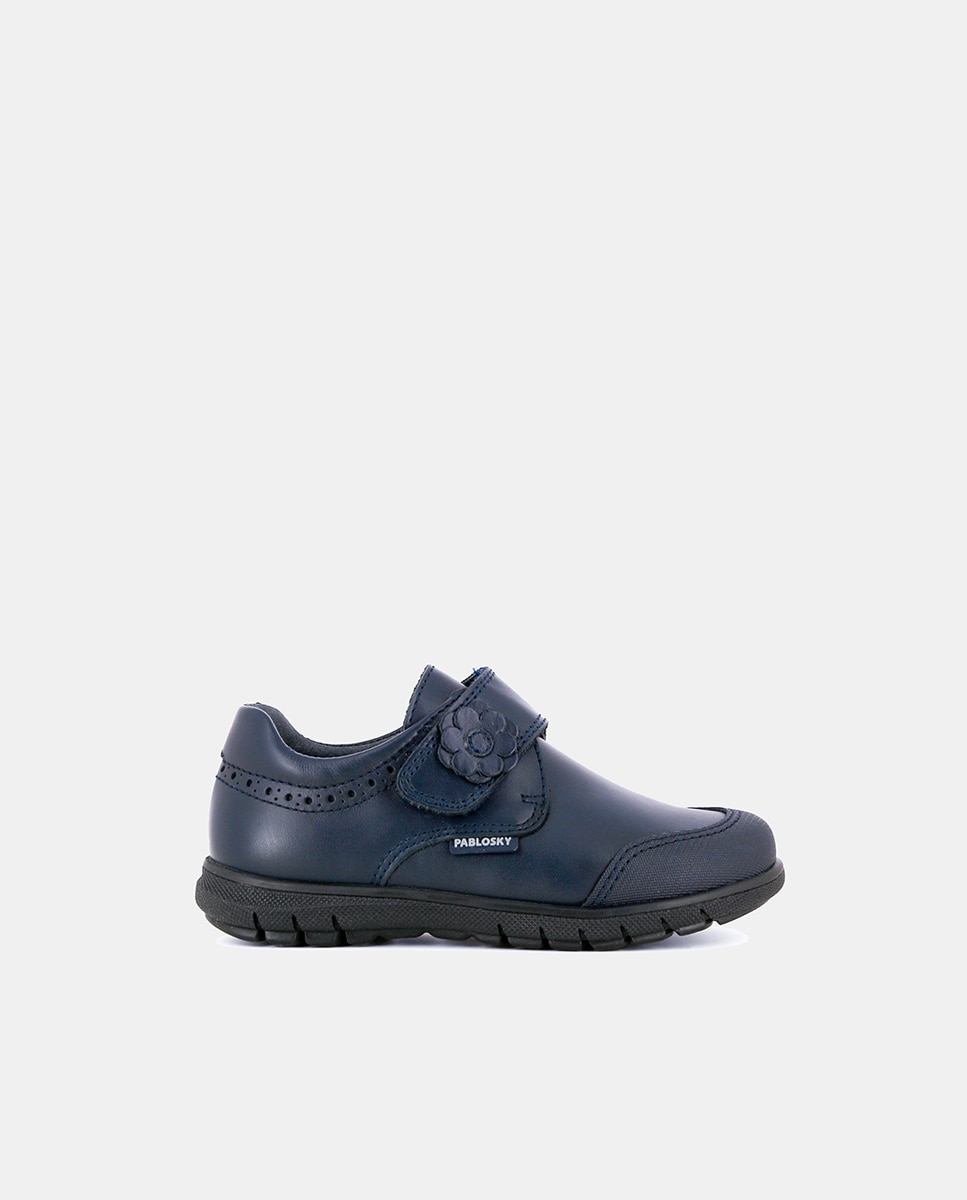Sapatos de Pele com Biqueira Reforçada e Fecho Aderente - Azul-Marinho Pablosky Azul-marinho-1