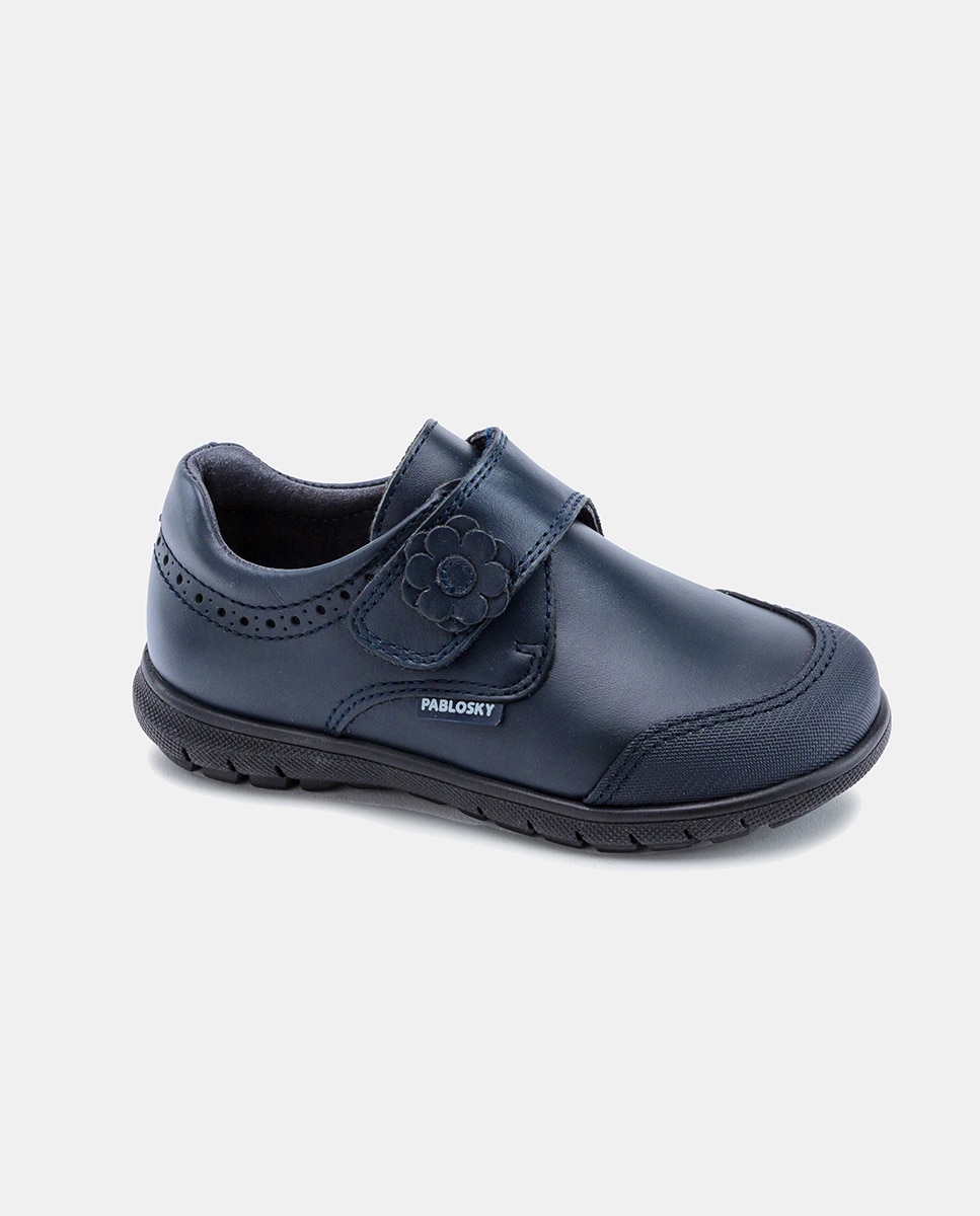 Sapatos de Pele com Biqueira Reforçada e Fecho Aderente - Azul-Marinho Pablosky Azul-marinho-5