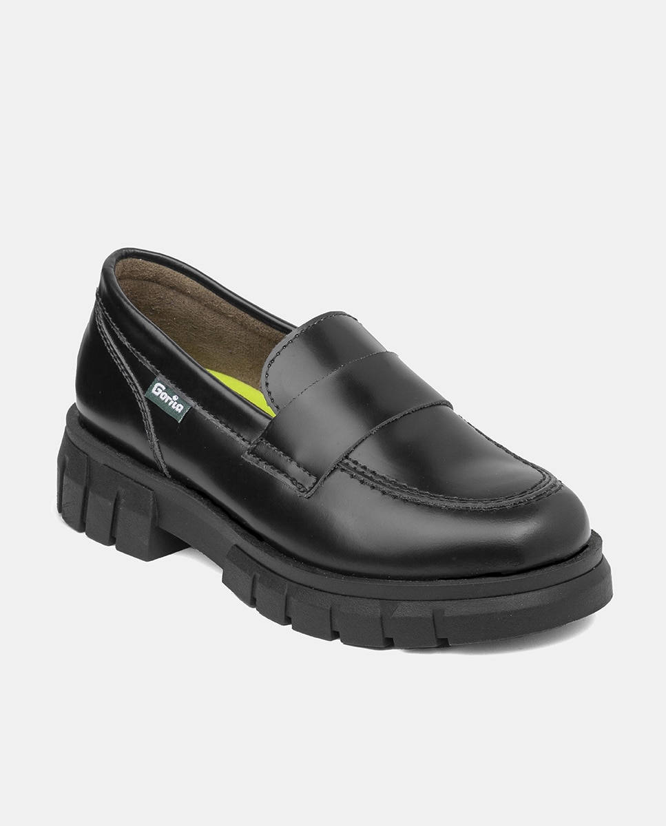 Mocassins de Pele com Adorno de Travessão - Preto Gorila Preto-2