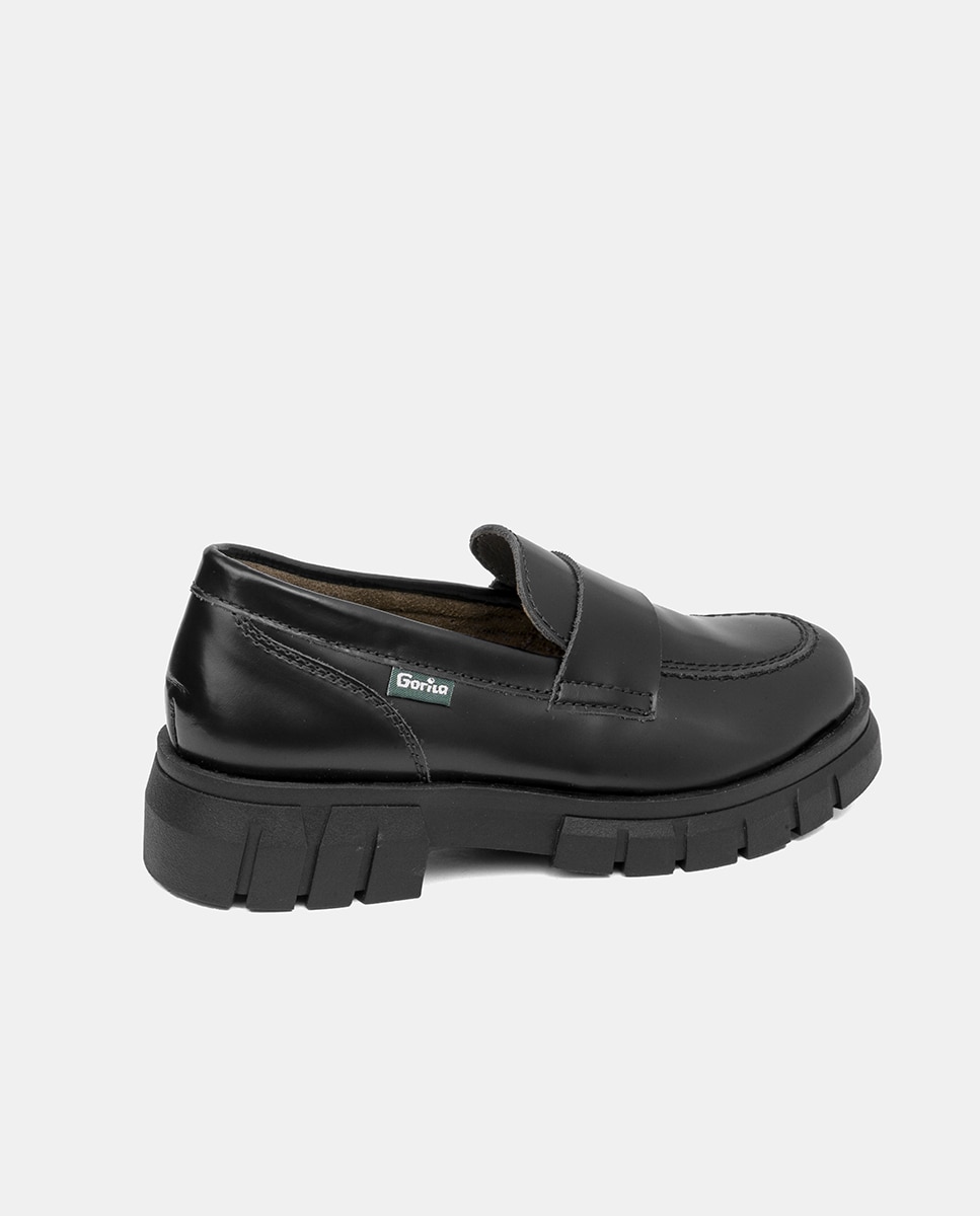 Mocassins de Pele com Adorno de Travessão - Preto Gorila Preto-4
