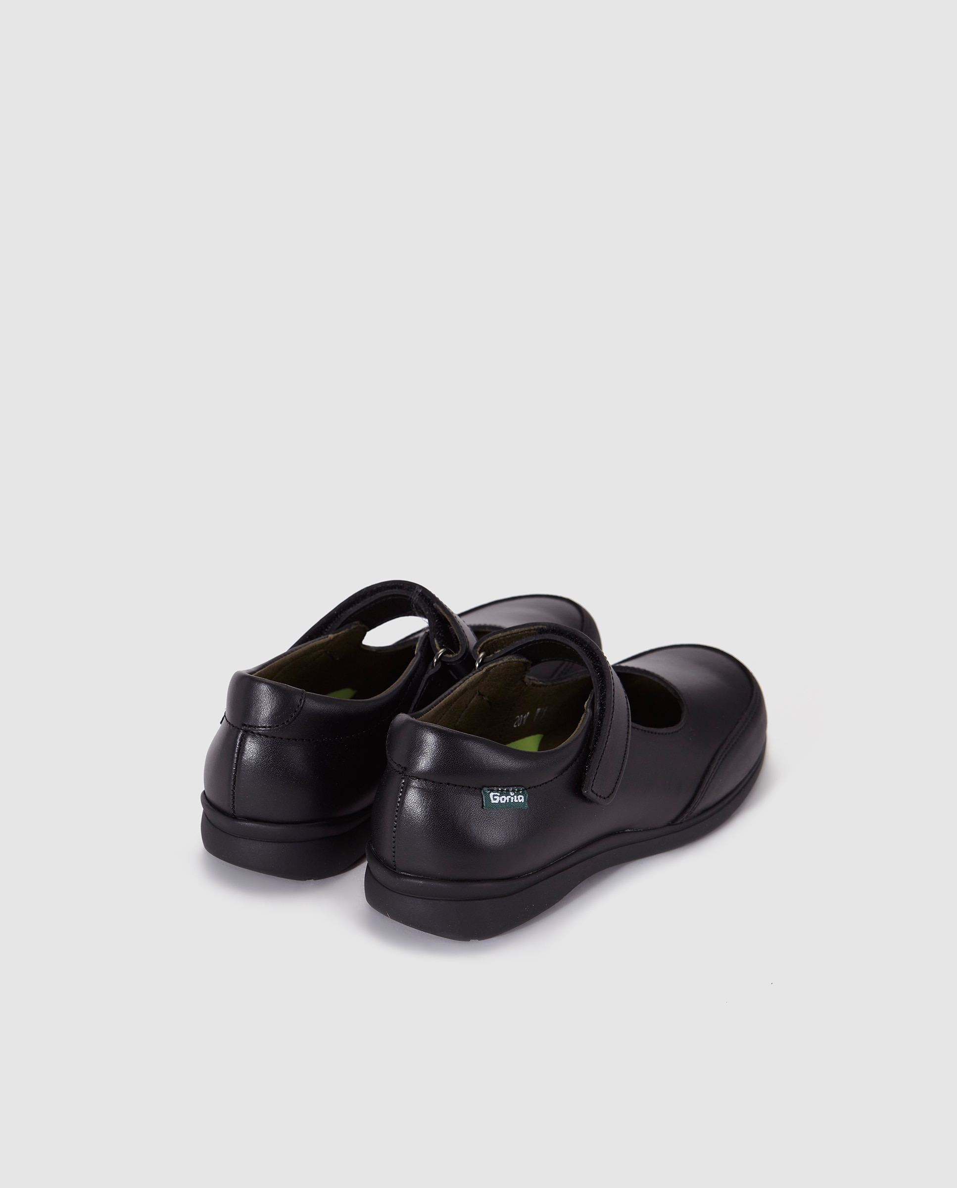 Sapatos de presilha em pele com fecho aderente Gorila Preto-3