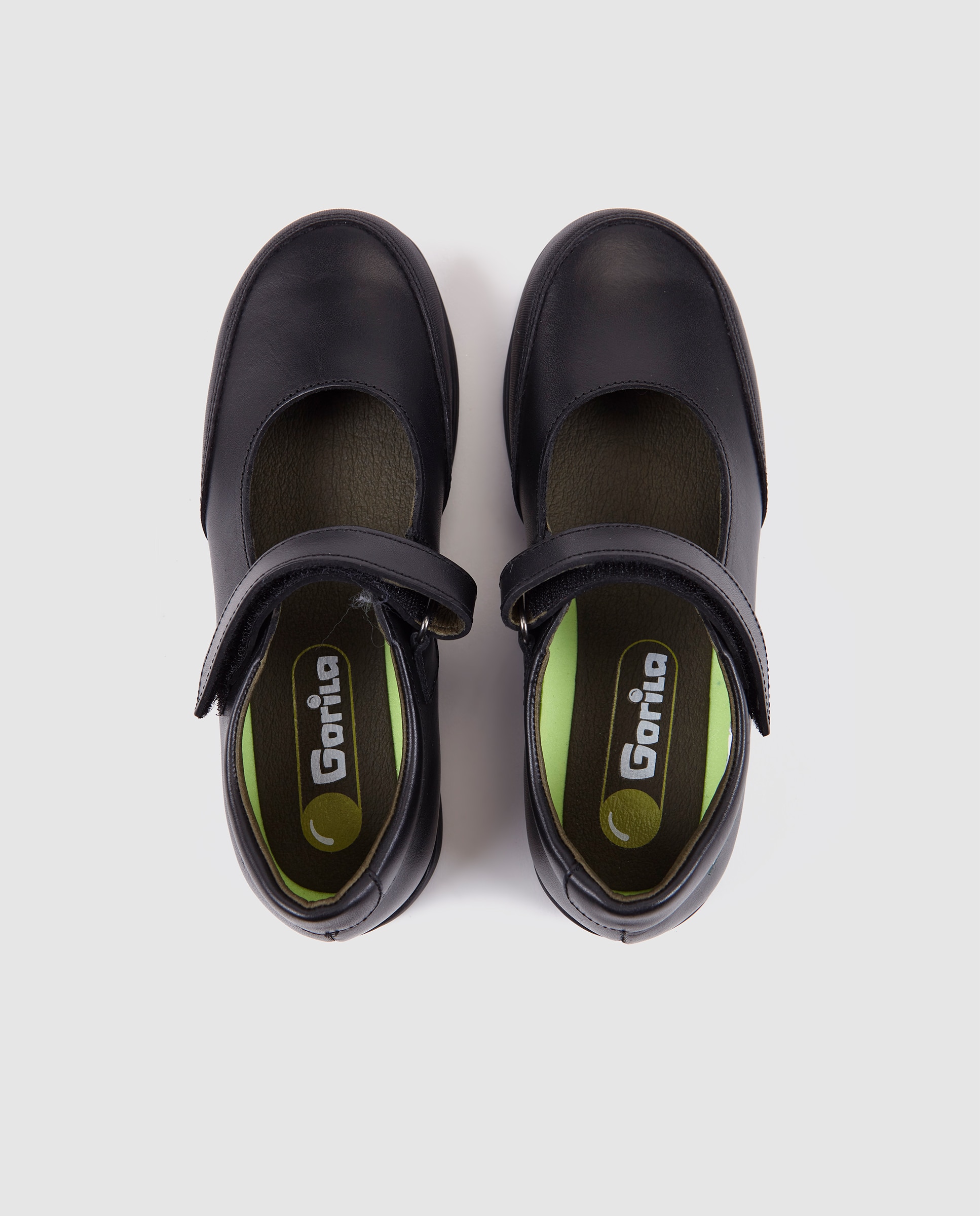 Sapatos de presilha em pele com fecho aderente Gorila Preto-4